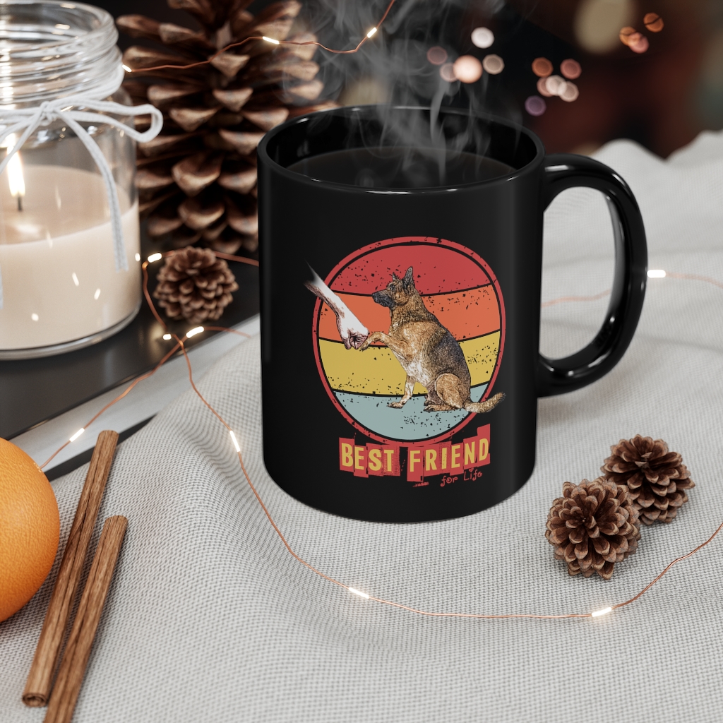 Dog Lover Merch | Best Friend for Life Mug | Black mug 11oz 4 German Shephard lovers