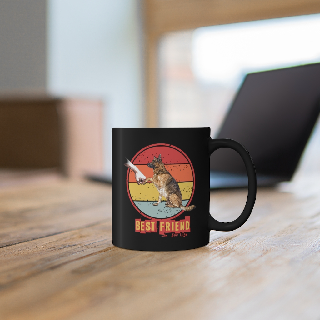Dog Lover Merch | Best Friend for Life Mug | Black mug 11oz 6 Retro dog mug