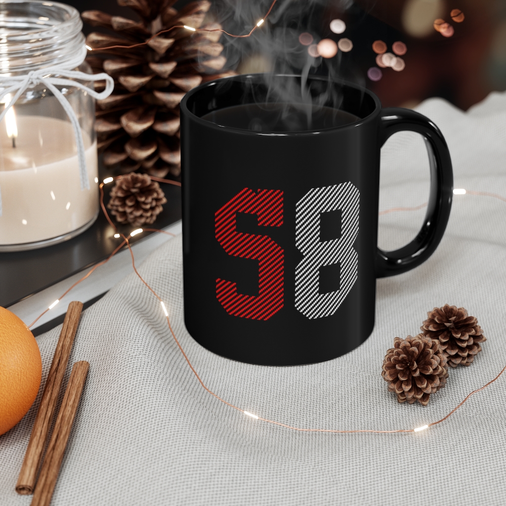 Iconic number 58 | Number 58 Mug | Black mug 11oz 4 Number 58 jersey