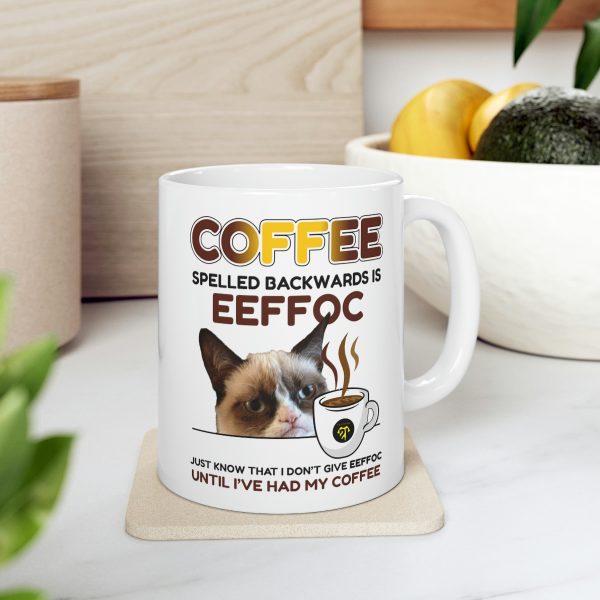 Funny Coffee Cat Mug EEFFOC Is Coffee Spelled Backwards Coffee Lovers Mug - Image 7