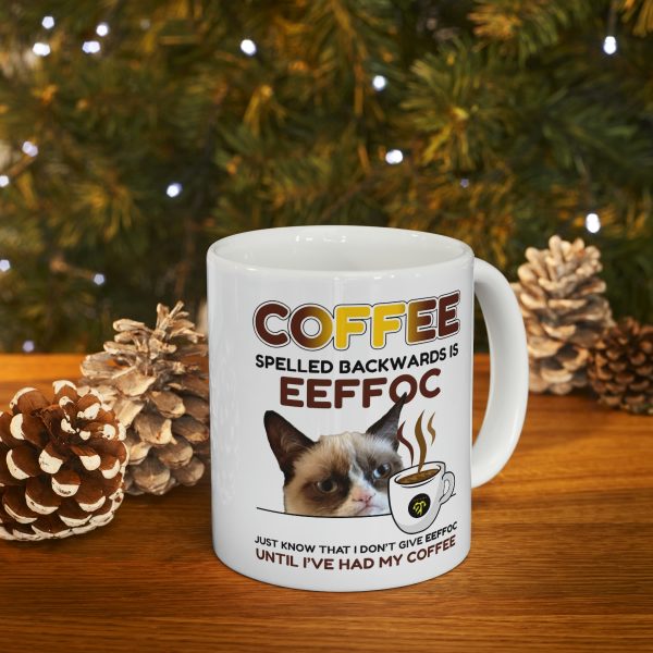 Funny Coffee Cat Mug EEFFOC Is Coffee Spelled Backwards Coffee Lovers Mug - Image 9