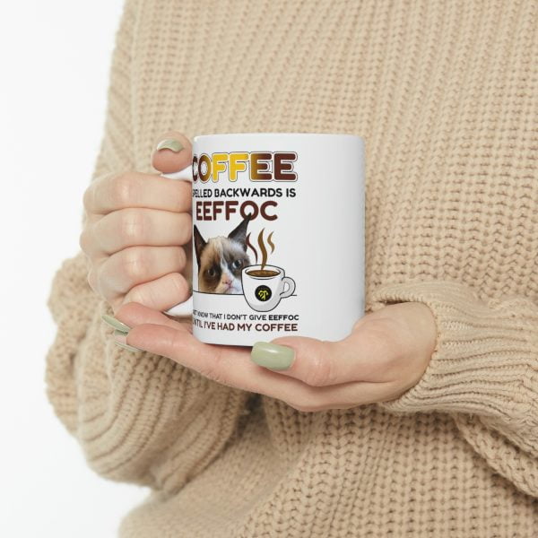 Funny Coffee Cat Mug EEFFOC Is Coffee Spelled Backwards Coffee Lovers Mug - Image 10