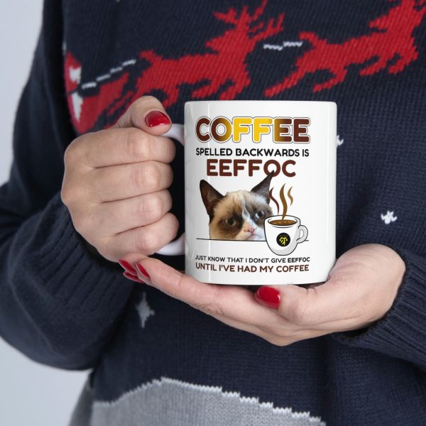 Funny Coffee Cat Mug EEFFOC Is Coffee Spelled Backwards Coffee Lovers Mug - Image 11