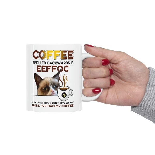 Funny Coffee Cat Mug EEFFOC Is Coffee Spelled Backwards Coffee Lovers Mug - Image 12